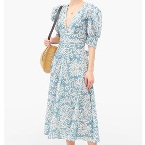 D'ascoli Dasha Floral Print Cotton-Khadi Midi Dress